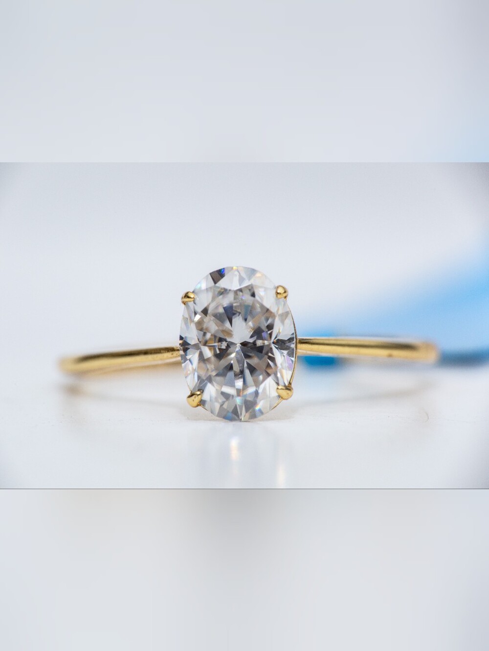 1.5ct Oval Moissanite Solitaire Ring Gold Sterling Silver D/VVS Size 7